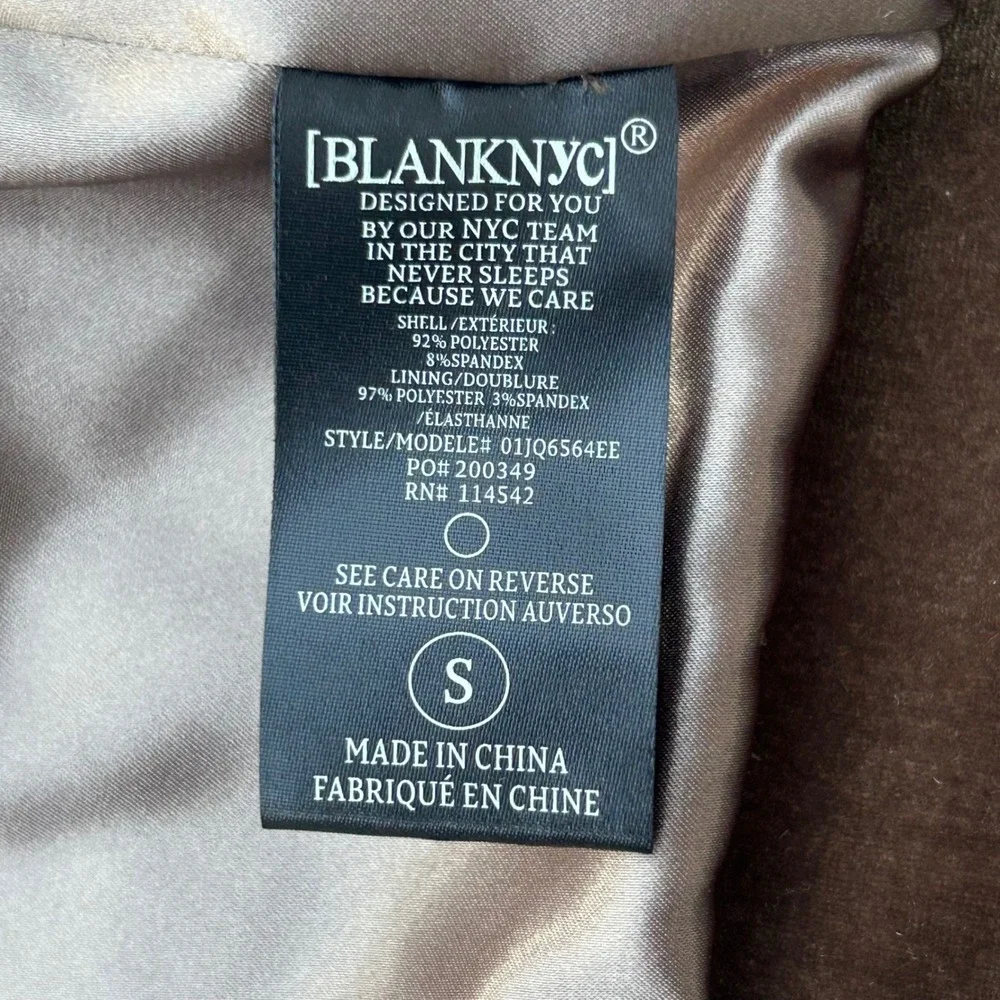 BLANKNYC Womens Small Velvet Moto Jacket Taupe Brown Cropped Zip Biker - Picture 6 of 14